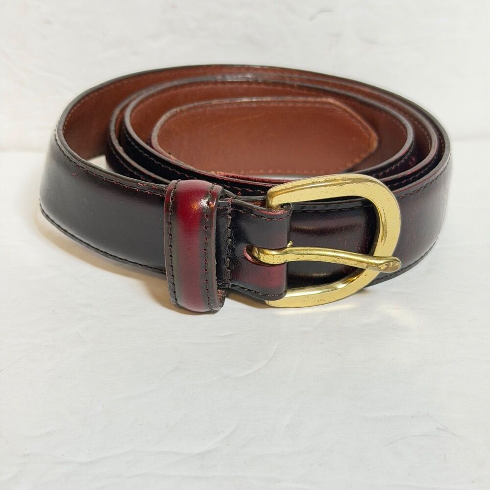 Vintage Coach 3921 Cordovan Leather Belt 38/95 Made USA Brass Buckle